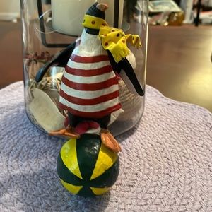 Plastic and Paper Mache Penguin on Beachball Ornament!